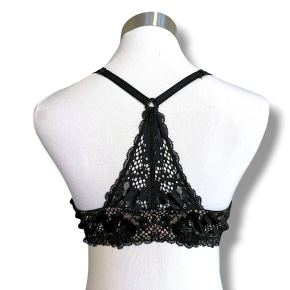Adore Me 34C Bra Black Front Close Padded Push Up Underwire Lace Racerback - Picture 4 of 6